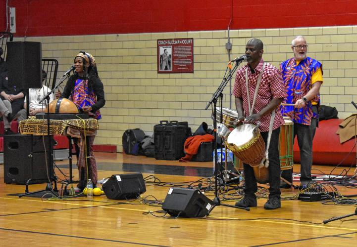 Last week, members of the Crocodile River Drumming Group—a West African music group based in Worcester—held a series of workshops at Athol High School, which culminated in a performance at the end of the day. The event was funded by the Athol Cultural Council and Athol-Royalston Education Foundation.